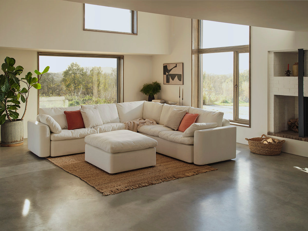 Model 13 Corner Sofa with Ottoman, White