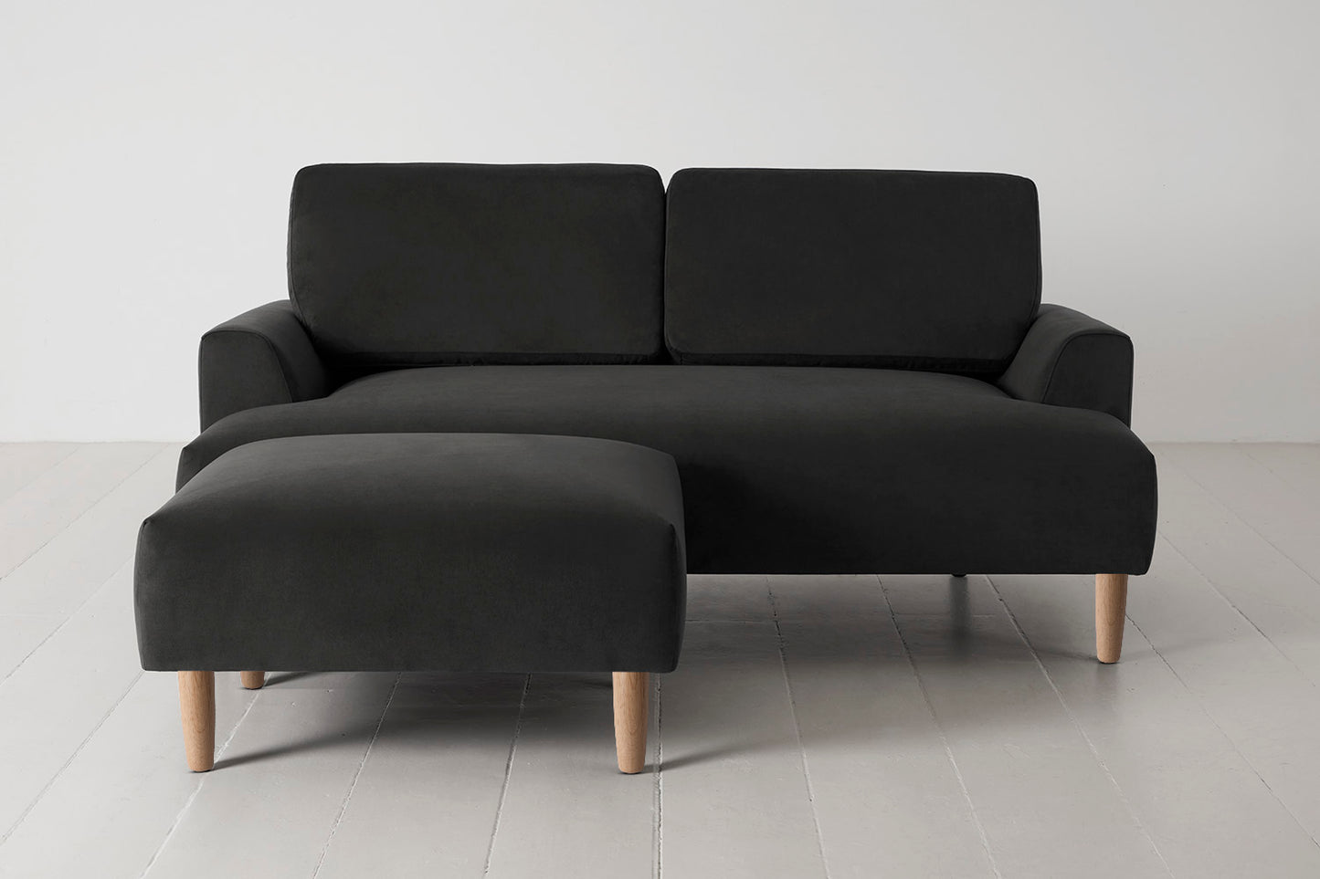 Model 05 2-Seater Sofa with Ottoman, Oak / Charcoal
