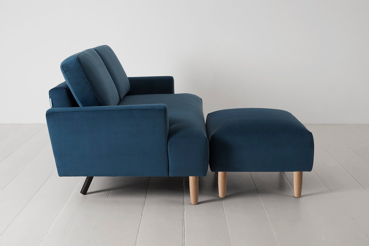 Model 05 2-Seater Sofa with Ottoman, Oak / Teal