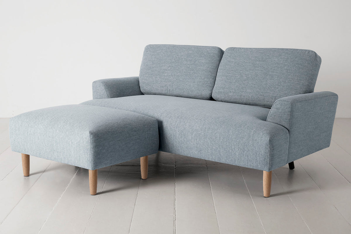 Model 05 2-Seater Sofa with Ottoman, Oak / Seaglass