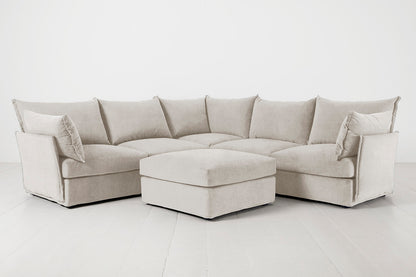 Model 06 Corner Sofa with Ottoman, Chalk