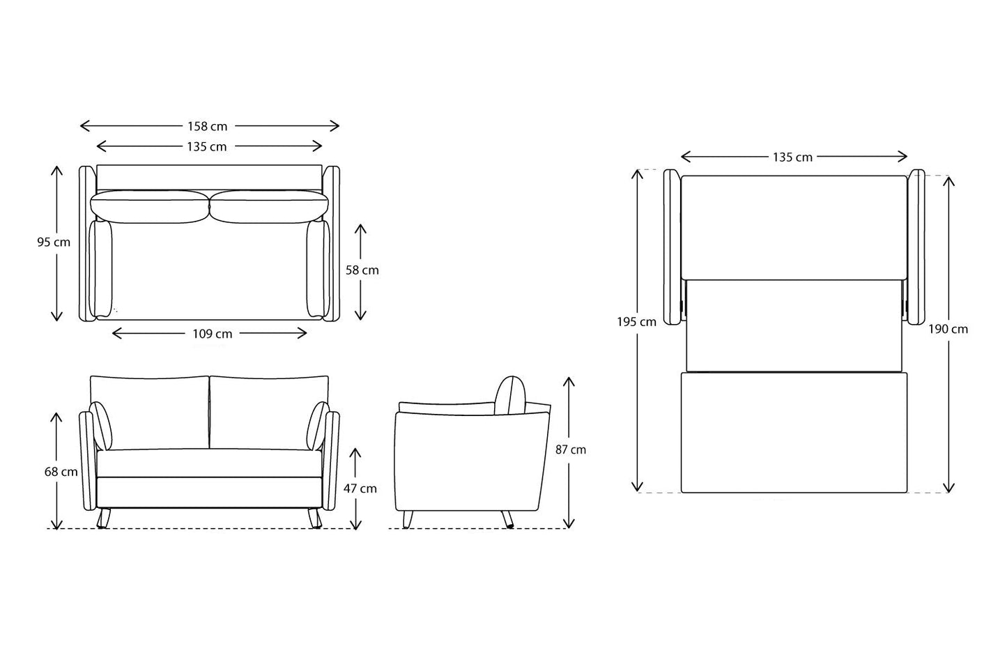 Model 08 2 Seat Sofa Bed