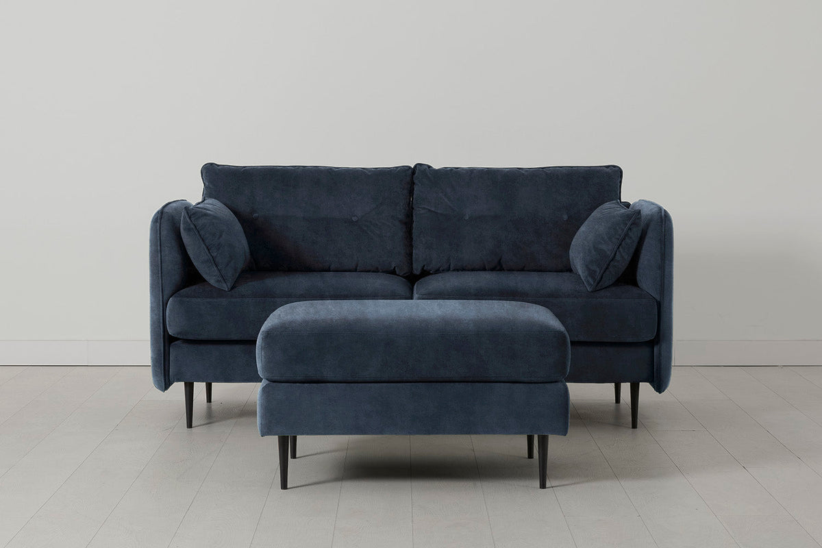 2-Seater Sofa in blue mottled velvet