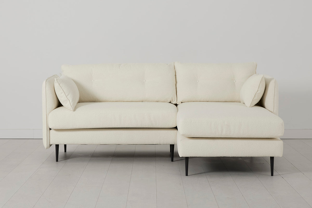 Model 19 3 Seater Right Chaise Sofa, Ivory — front view