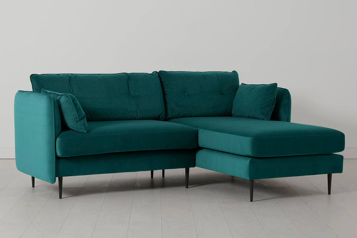 Model 19 3 Seater Right Chaise Sofa, Kingfisher — side view