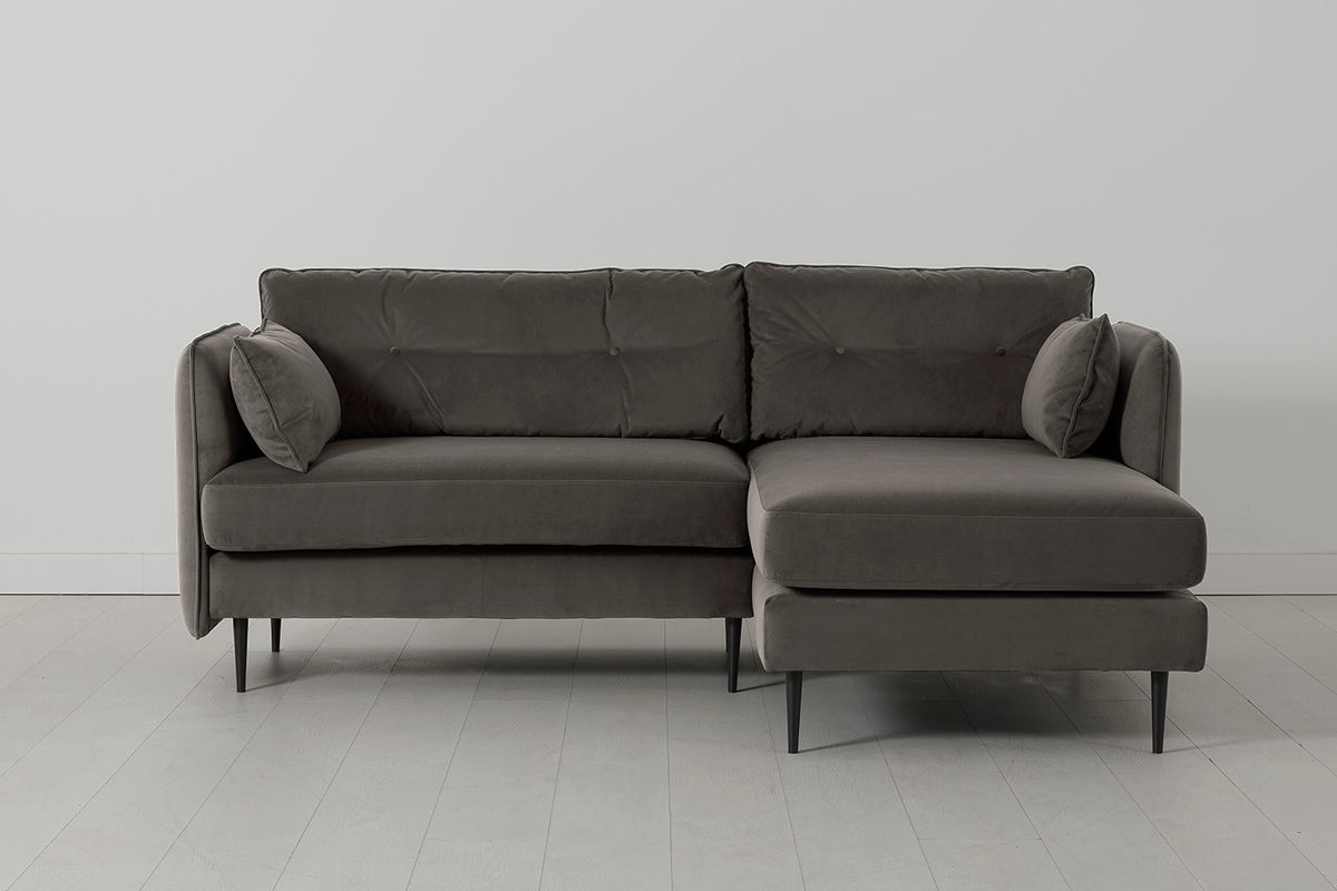 Model 19 3 Seater Right Chaise Sofa, Elephant — front view
