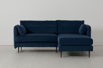 Model 19 3 Seater Right Chaise Sofa, Indigo — front view