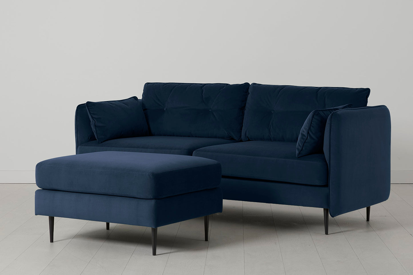 Model 19 3 Seater Sofa with Ottoman, Indigo