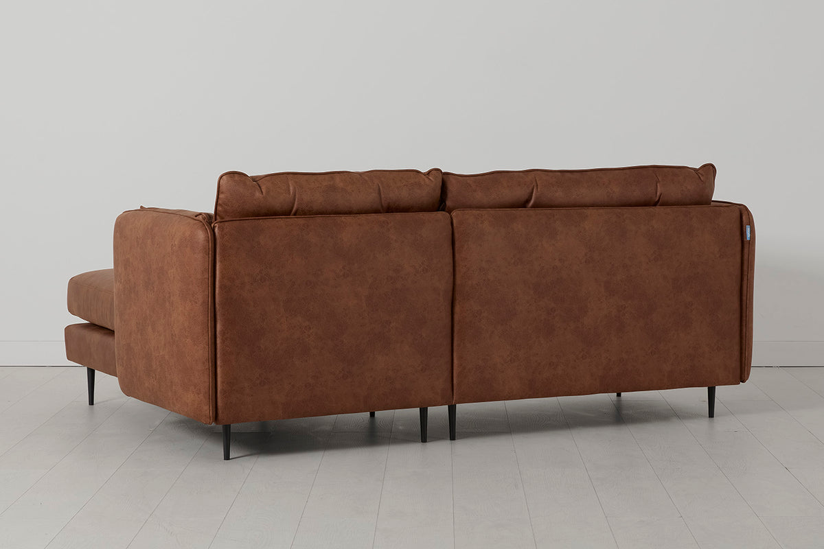 Model 19 3 Seater Right Chaise Sofa, Chestnut — Angle view