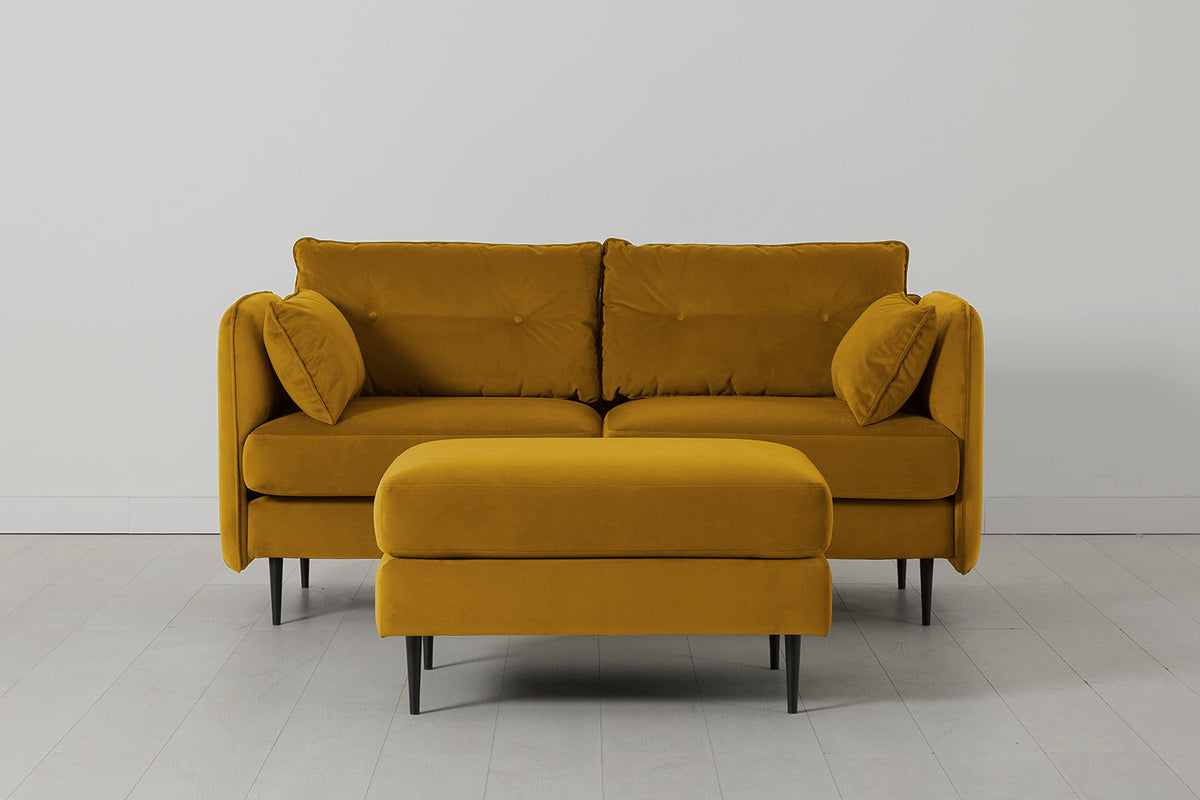 Model 19 2 Seater Sofa with Ottoman - Mustard