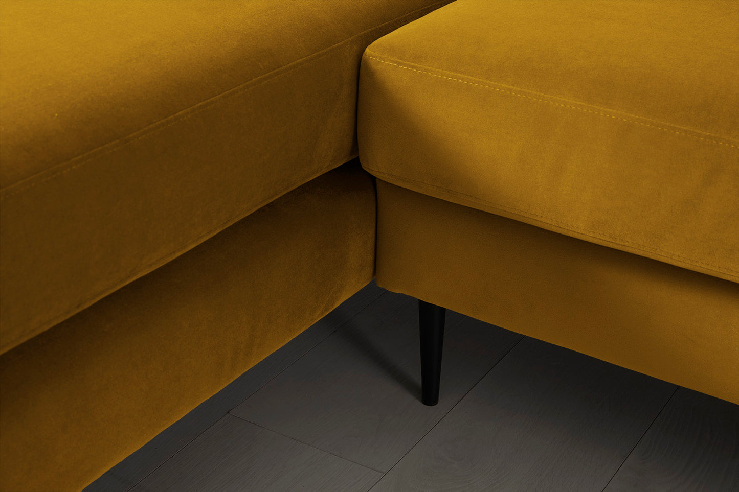 Model 19 3 Seater Right Chaise Sofa, Mustard