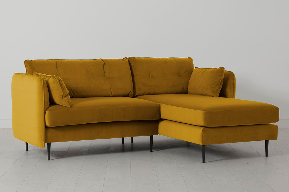 Model 19 3 Seater Right Chaise Sofa, Mustard — side view