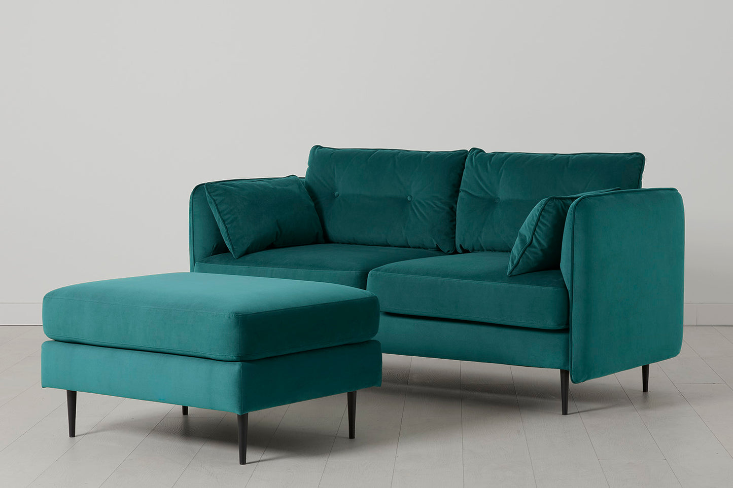 Model 19 2 Seater Sofa with Ottoman, Kingfisher