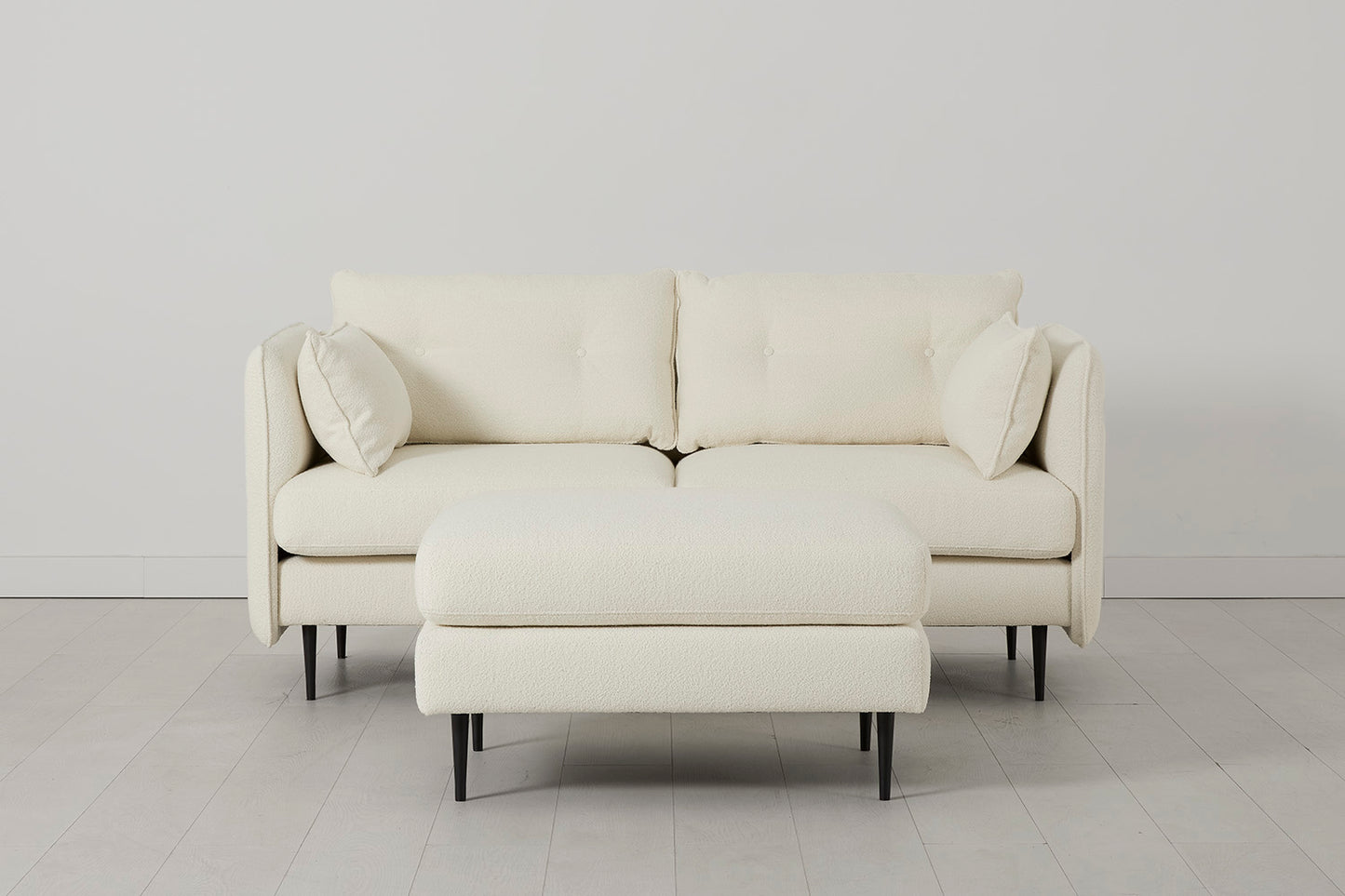 Model 19 2 Seater Sofa with Ottoman, Ivory