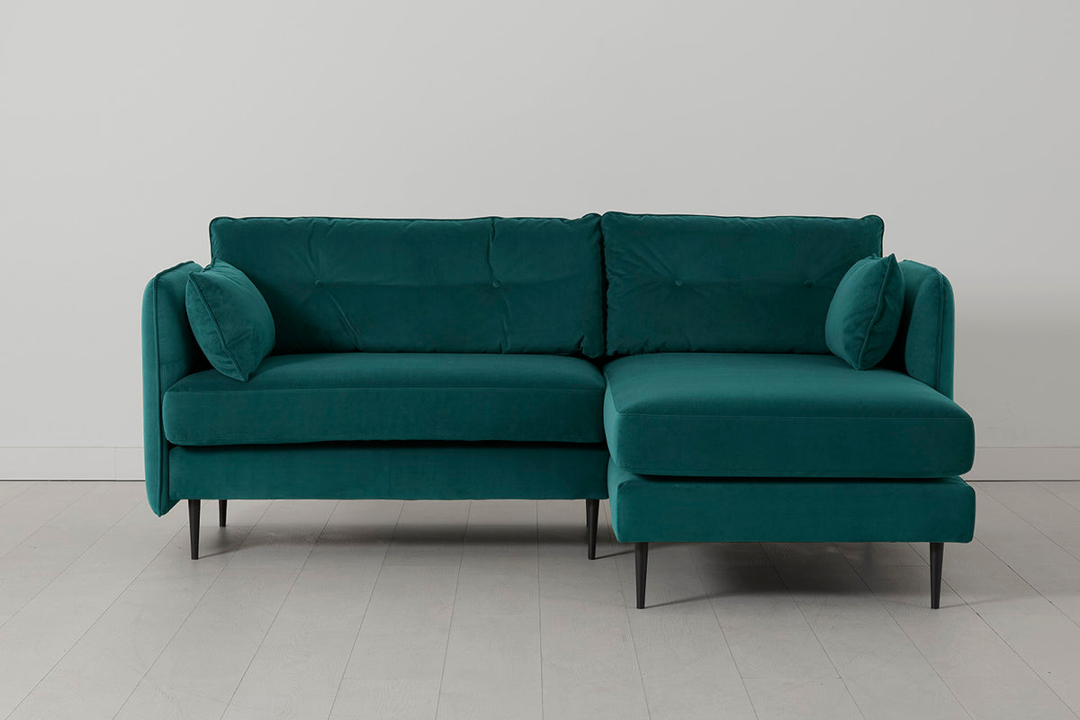 Model 19 3 Seater Right Chaise Sofa, Kingfisher — front view