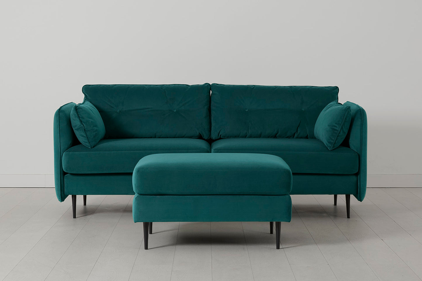 Model 19 3 Seater Sofa with Ottoman, Kingfisher