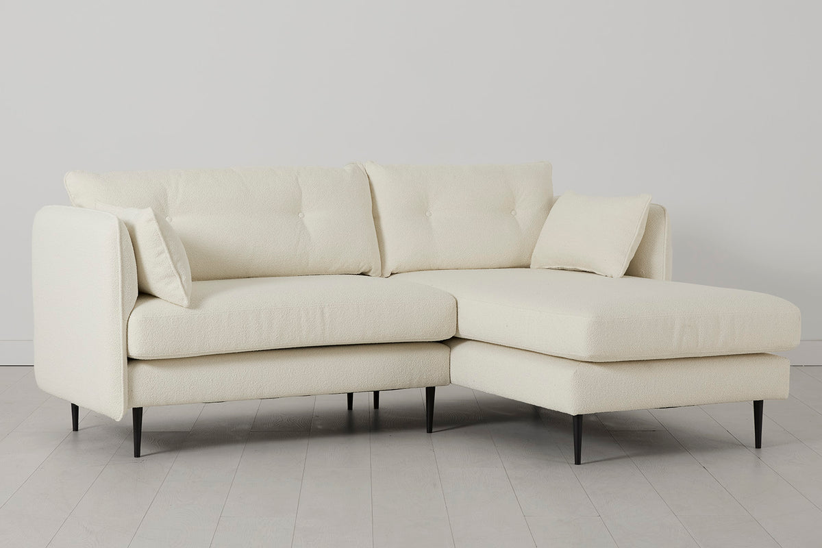 Model 19 3 Seater Right Chaise Sofa, Ivory — side view