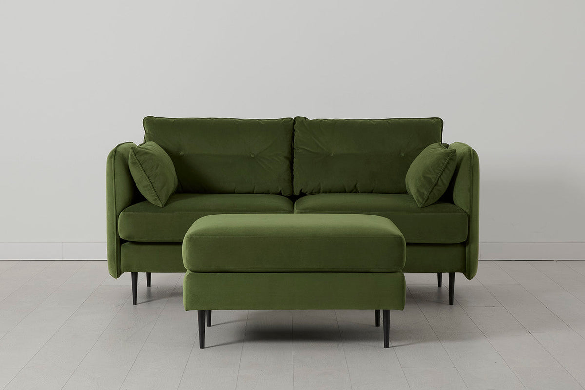Ottoman in green velvet