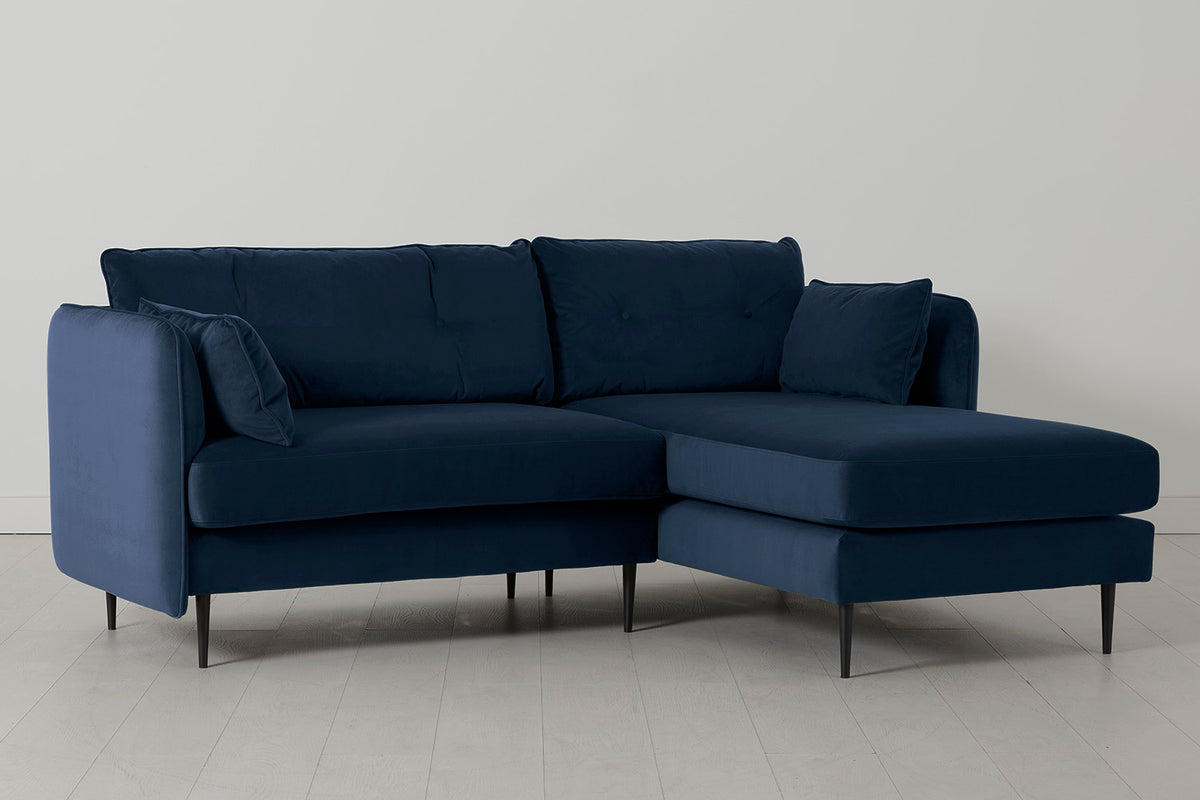 Model 19 3 Seater Right Chaise Sofa, Indigo — side view