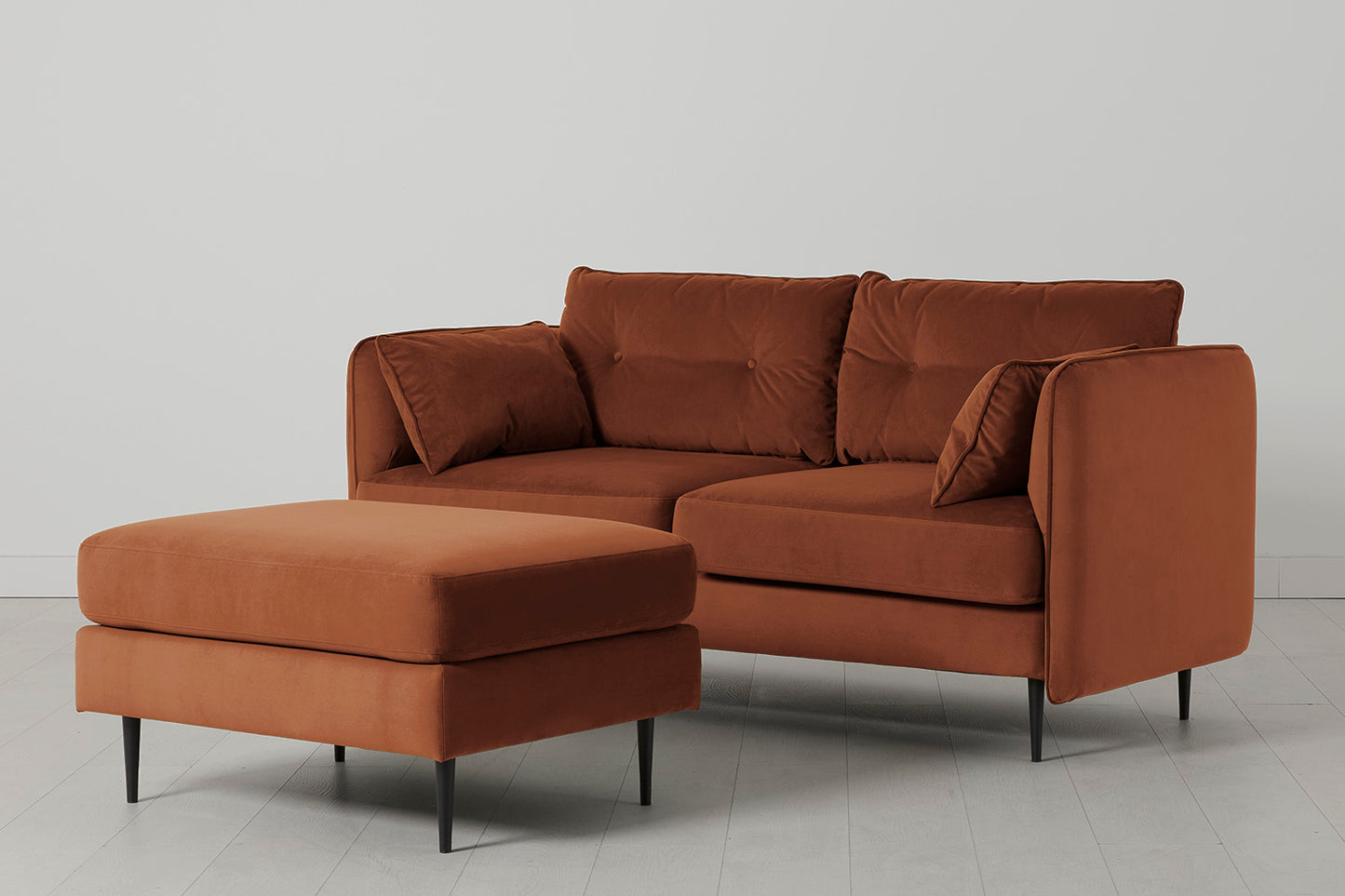Model 19 2 Seater Sofa with Ottoman, Umber