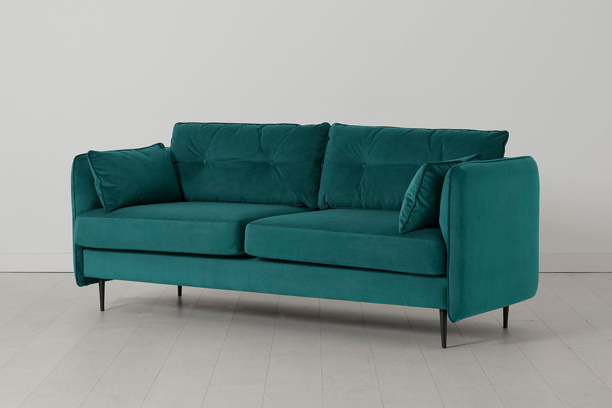 Model 19 3 Seater Sofa, Kingfisher — back view