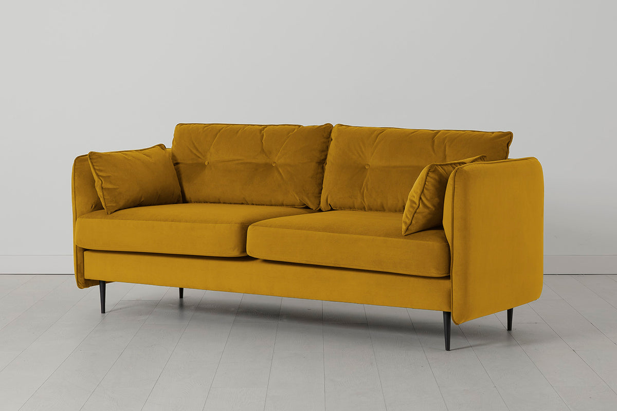 Model 19 3 Seater Sofa, Mustard — Back View