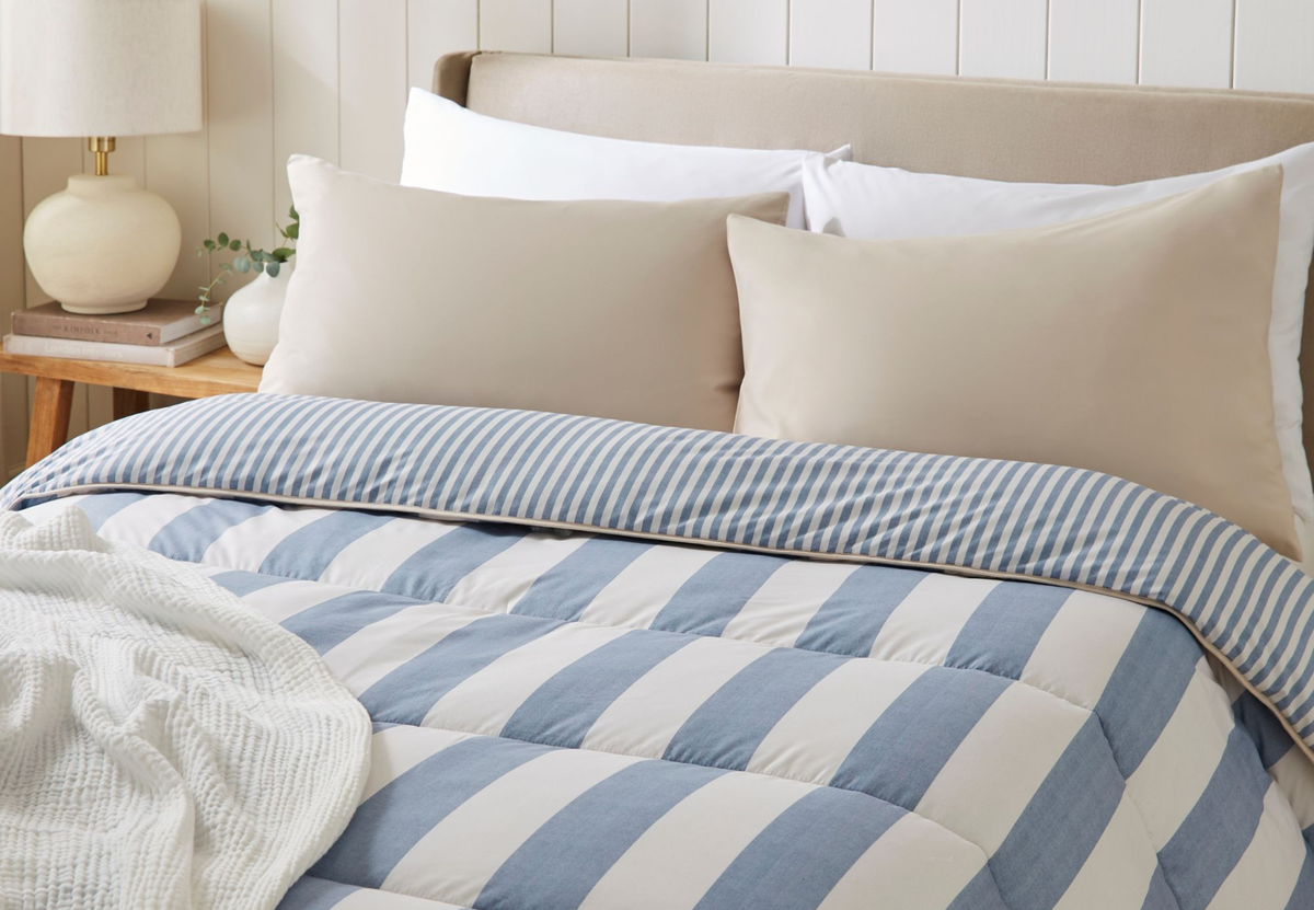 Night Lark Coverless Duvet King, Herringbone Stripe