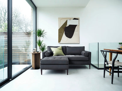 Model 02 2-Seater Sofa with Ottoman, Charcoal