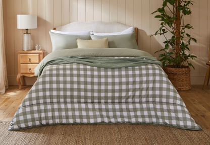 Night Lark Coverless Duvet Single, Olive Gingham