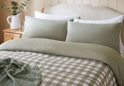 Night Lark Coverless Duvet Single, Olive Gingham