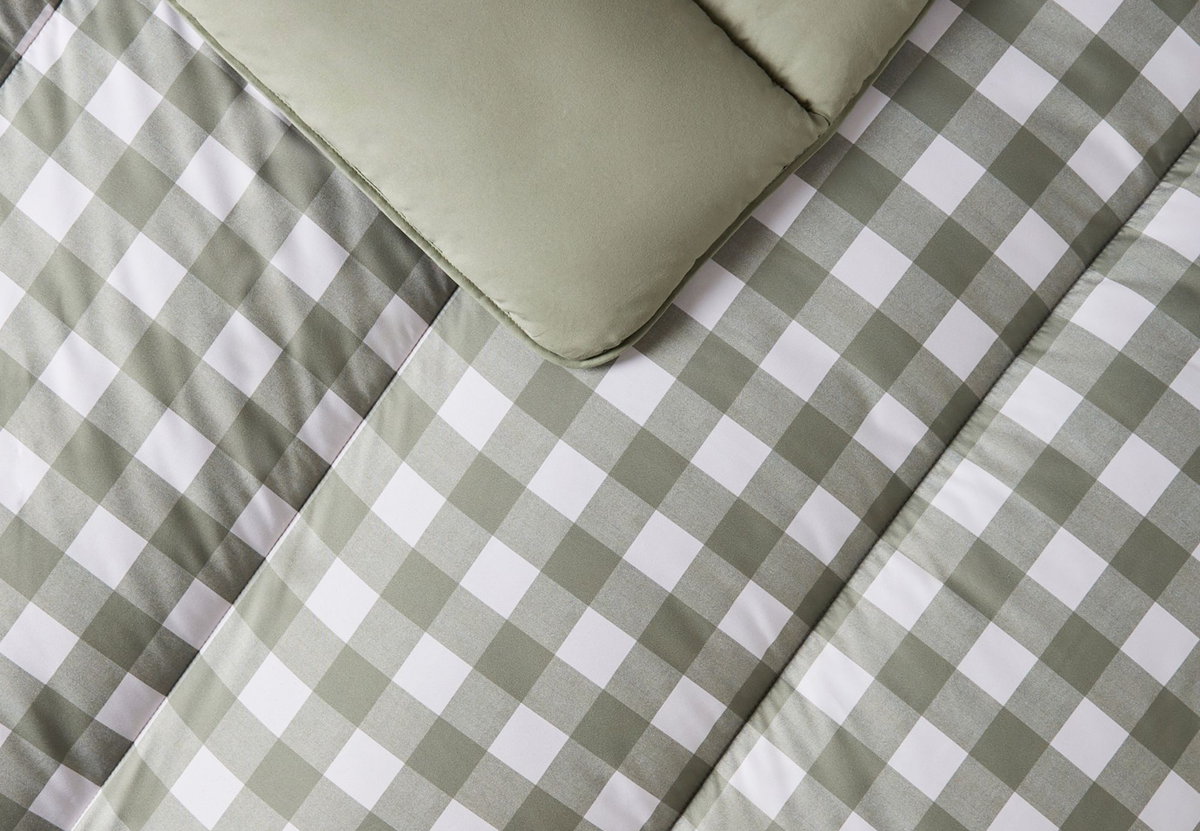 Night Lark Coverless Duvet Single, Olive Gingham