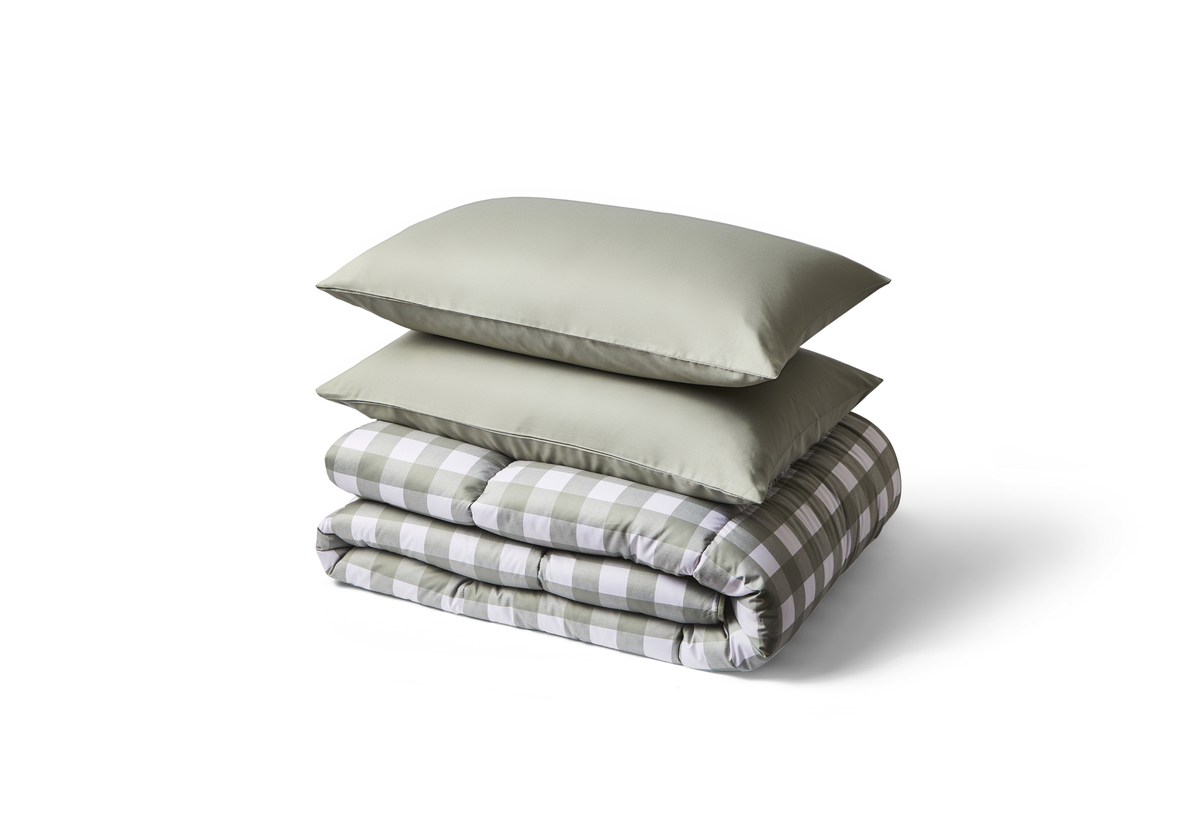 Night Lark Coverless Duvet Single, Olive Gingham
