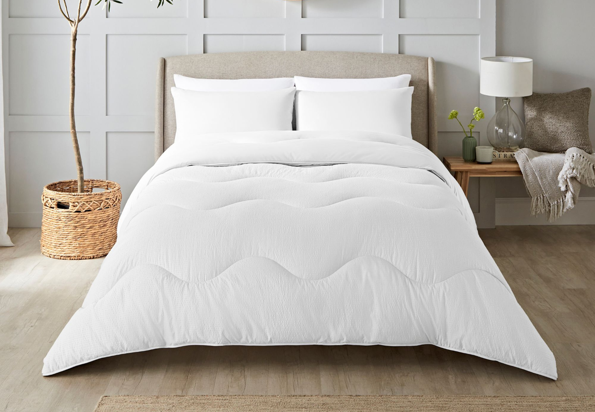 Night Lark Coverless Duvet Single, White Seersucker