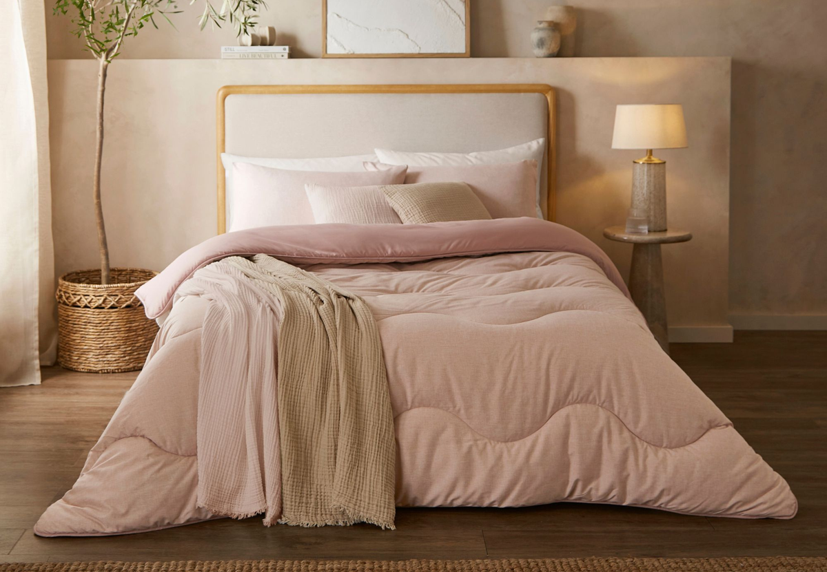 Night Lark Coverless Duvet Single, Soft Weave Dusky Rose