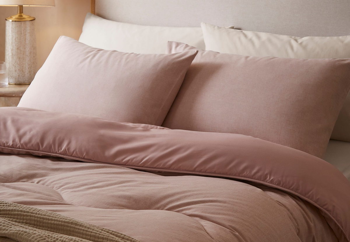 Night Lark Coverless Duvet Single, Soft Weave Dusky Rose