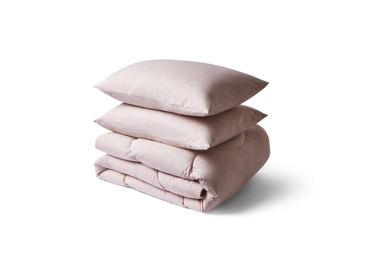Night Lark Coverless Duvet King, Soft Weave Dusky Rose
