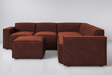 Burgundy Image 1 - Model 03 Corner Sofa with Ottoman in Burgundy Front View