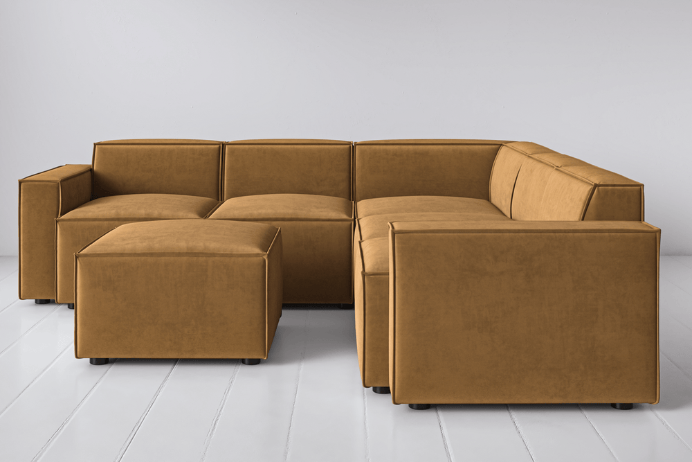 Caramel Image 1 - Model 03 Corner Sofa with Ottoman in Caramel Front View