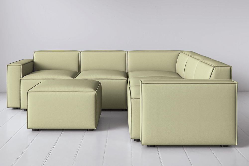 Celery Image 1 - Model 03 Corner Sofa with Ottoman in Celery Front View