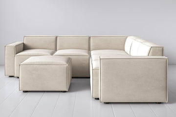 Chalk Image 1 - Model 03 Corner Sofa with Ottoman in Chalk Front View