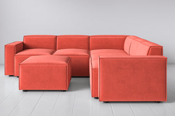 Coral Image 1 - Model 03 Corner Sofa with Ottoman in Coral Front View