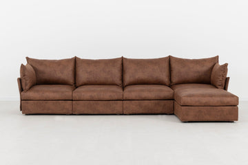 Chestnut Image 1 - Model 06 4 Seater Right Corner Sofa Front View