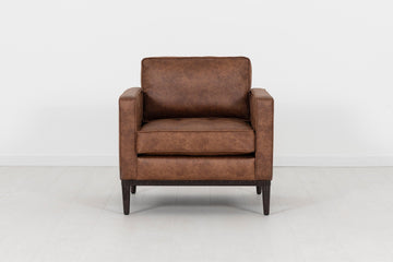 Chestnut image 1 - Model 02 Armchair in Faux Leather front view