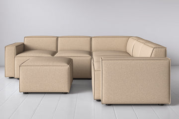 Ecru Image 1 - Model 03 Corner Sofa with Ottoman in Ecru Front View