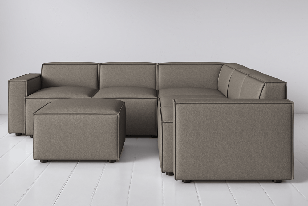 Graphite Image 1 - Model 03 Corner Sofa with Ottoman in Graphite Front View