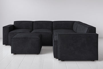 Ink Image 1 - Model 03 Corner Sofa with Ottoman in Ink Front View