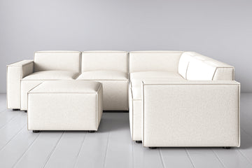 Ivory Image 1 - Model 03 Corner Sofa with Ottoman in Ivory Front View