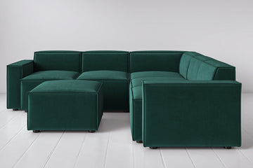 Kingfisher Image 1 - Model 03 Corner Sofa with Ottoman in Kingfisher Front View