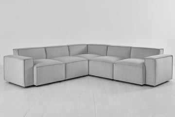 Light grey image 1 - Model 03 Corner Sofa in Light grey Velvet Front View