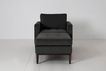 Charcoal image 1 - Model 02 Chaise Longue in Charcoal Velvet Front View